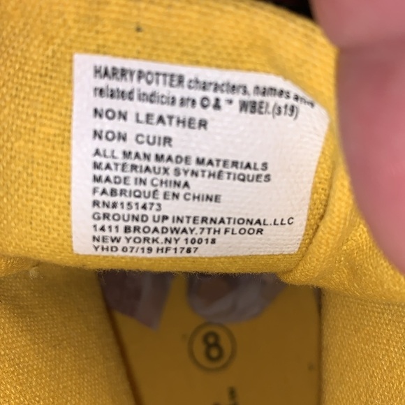 Mens Size 8 Harry Potter High Top Hufflepuff Black Yellow Shoes by Ground Up - Picture 8 of 9